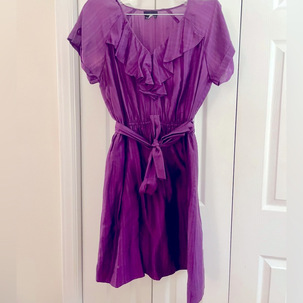 Max and Cleo Ruffle Front Dress With Optional Tie Belt